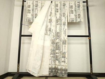 平和屋着物●訪問着　総刺繍　中国三大刺繍　汕頭刺繍　スワトウ刺繍　古代壁画花文　正絹　逸品　AABL0919ck