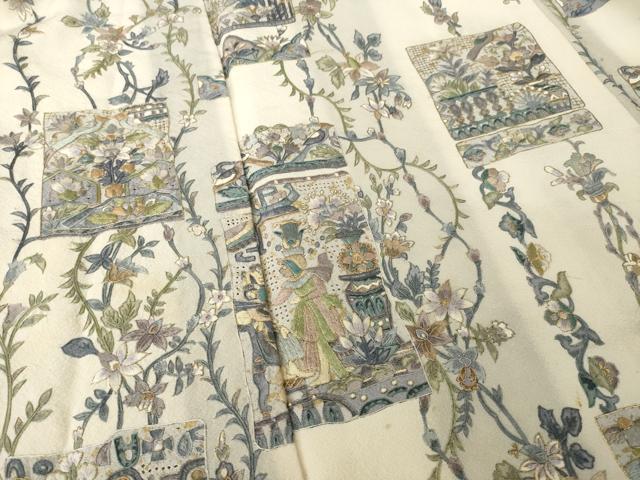 平和屋着物●訪問着　総刺繍　中国三大刺繍　汕頭刺繍　スワトウ刺繍　古代壁画花文　正絹　逸品　AABL0919ck