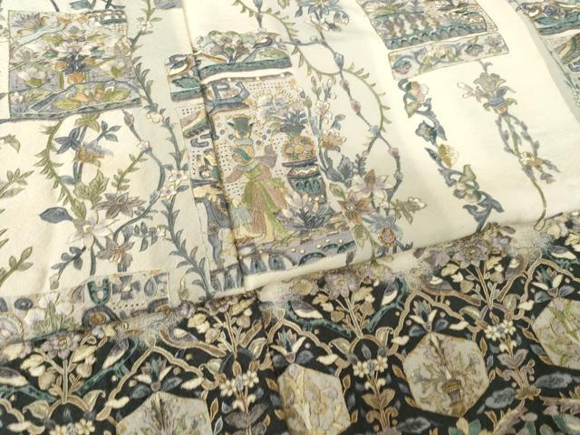 平和屋着物●訪問着　総刺繍　中国三大刺繍　汕頭刺繍　スワトウ刺繍　古代壁画花文　正絹　逸品　AABL0919ck