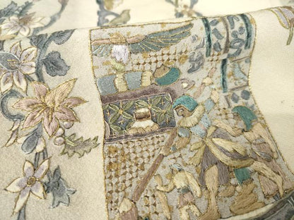 平和屋着物●訪問着　総刺繍　中国三大刺繍　汕頭刺繍　スワトウ刺繍　古代壁画花文　正絹　逸品　AABL0919ck