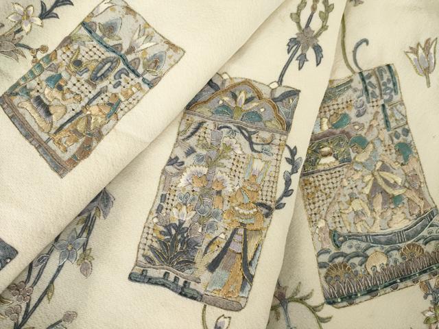 平和屋着物●訪問着　総刺繍　中国三大刺繍　汕頭刺繍　スワトウ刺繍　古代壁画花文　正絹　逸品　AABL0919ck
