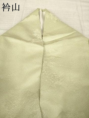 平和屋着物●上質な色無地　風景地紋　白橡色　正絹　逸品　AABL0923ck