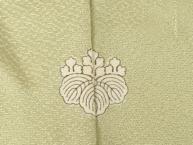 平和屋着物●上質な色無地　風景地紋　白橡色　正絹　逸品　AABL0923ck