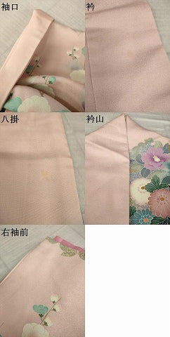 平和屋着物●豪華振袖　草花文　暈し染め　金銀彩　銀通し地　正絹　逸品　AABL0924ck