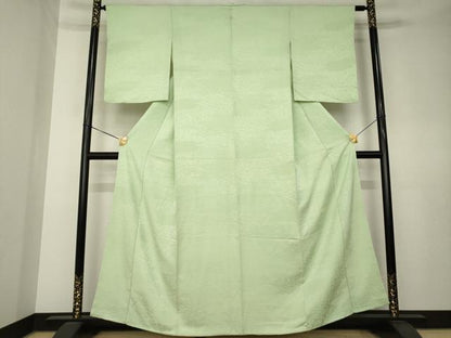 平和屋着物●上質な色無地　切嵌地紋　柳茶色　正絹　逸品　AABL0927ck