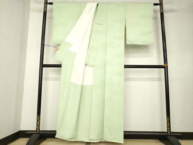 平和屋着物●上質な色無地　切嵌地紋　柳茶色　正絹　逸品　AABL0927ck