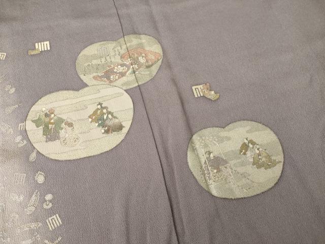 平和屋着物●松尾光琳　色留袖　人物文　銀彩　鬼しぼ縮緬　正絹　逸品　AABL0931ck