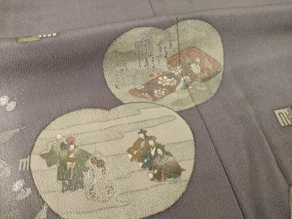 平和屋着物●松尾光琳　色留袖　人物文　銀彩　鬼しぼ縮緬　正絹　逸品　AABL0931ck
