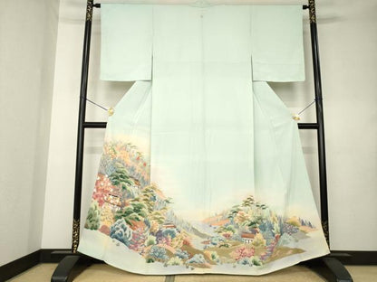 平和屋着物●豪華色留袖　友禅　風景文　正絹　逸品　未使用　AABL0932ck