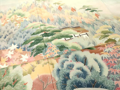 平和屋着物●豪華色留袖　友禅　風景文　正絹　逸品　未使用　AABL0932ck