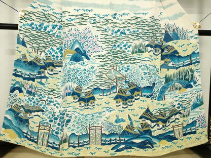 平和屋着物●訪問着　風景文　暈し染め　正絹　逸品　AABL0935ck