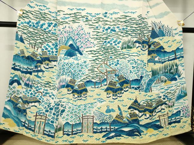 平和屋着物●訪問着　風景文　暈し染め　正絹　逸品　AABL0935ck