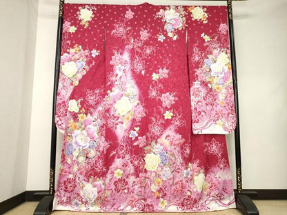 平和屋着物●豪華振袖　刺繍　花蔦草文　正絹　逸品　AABL0939ck