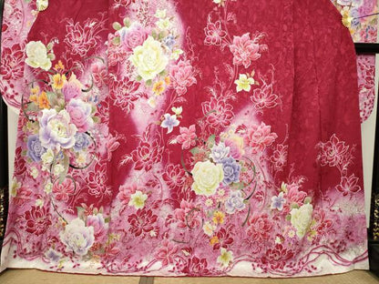 平和屋着物●豪華振袖　刺繍　花蔦草文　正絹　逸品　AABL0939ck