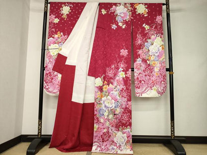 平和屋着物●豪華振袖　刺繍　花蔦草文　正絹　逸品　AABL0939ck