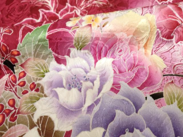 平和屋着物●豪華振袖　刺繍　花蔦草文　正絹　逸品　AABL0939ck