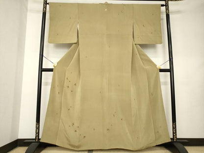 平和屋着物●訪問着　舞花文　金彩　鬼しぼ縮緬　正絹　逸品　AABL0940ck