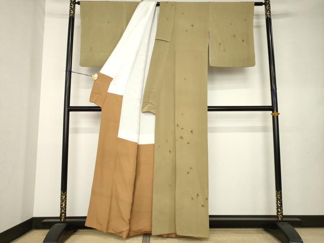 平和屋着物●訪問着　舞花文　金彩　鬼しぼ縮緬　正絹　逸品　AABL0940ck
