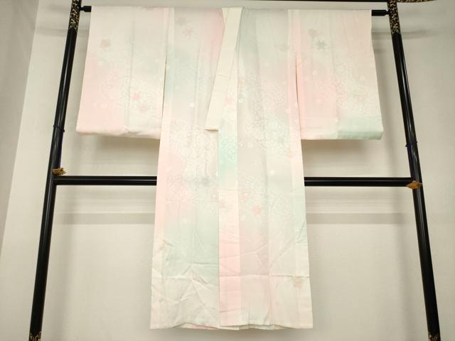 平和屋着物●長襦袢　無双仕立て　辻が花地紋　暈し染め　正絹　逸品　AABL0944ck