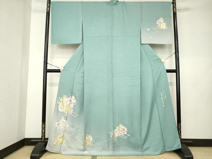 平和屋着物●金彩友禅　卓越技能者・名工・和田光正　訪問着　花車文　暈し染め　金銀彩　正絹　逸品　AABL0945ck