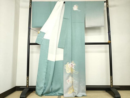 平和屋着物●金彩友禅　卓越技能者・名工・和田光正　訪問着　花車文　暈し染め　金銀彩　正絹　逸品　AABL0945ck