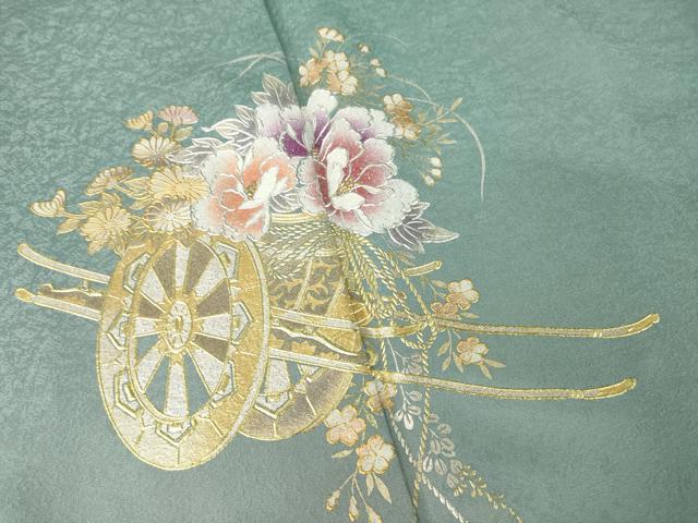 平和屋着物●金彩友禅　卓越技能者・名工・和田光正　訪問着　花車文　暈し染め　金銀彩　正絹　逸品　AABL0945ck