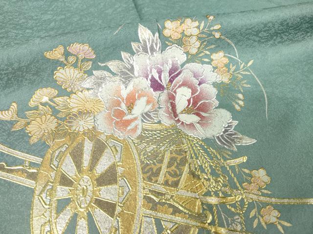 平和屋着物●金彩友禅　卓越技能者・名工・和田光正　訪問着　花車文　暈し染め　金銀彩　正絹　逸品　AABL0945ck