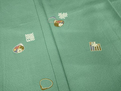 平和屋着物●ファッションデザイナー 花井幸子　訪問着　貝合わせ源氏香花文　金彩　正絹　逸品　AABL0946ck