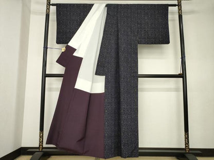 平和屋着物●上質な紬　菱繋ぎ　正絹　逸品　AABL0947ck