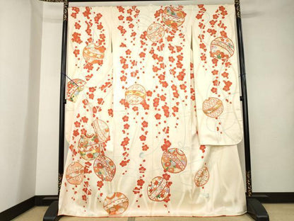 平和屋着物●豪華振袖　駒刺繍　花毬文　金彩　正絹　逸品　未使用　AABL0948ck