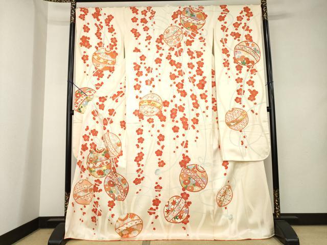 平和屋着物●豪華振袖　駒刺繍　花毬文　金彩　正絹　逸品　未使用　AABL0948ck