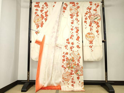 平和屋着物●豪華振袖　駒刺繍　花毬文　金彩　正絹　逸品　未使用　AABL0948ck