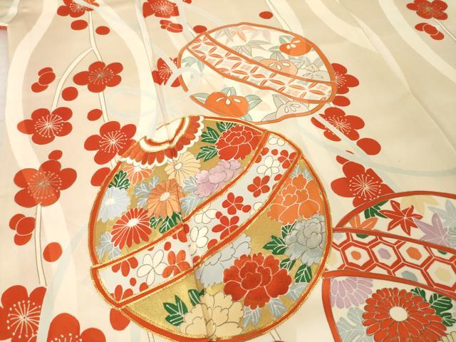 平和屋着物●豪華振袖　駒刺繍　花毬文　金彩　正絹　逸品　未使用　AABL0948ck