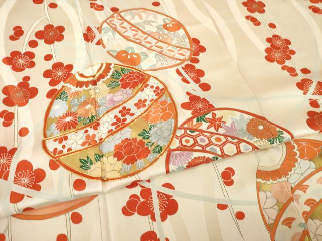 平和屋着物●豪華振袖　駒刺繍　花毬文　金彩　正絹　逸品　未使用　AABL0948ck