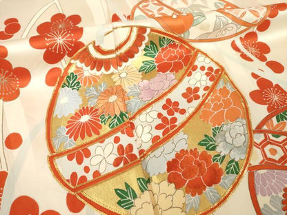 平和屋着物●豪華振袖　駒刺繍　花毬文　金彩　正絹　逸品　未使用　AABL0948ck