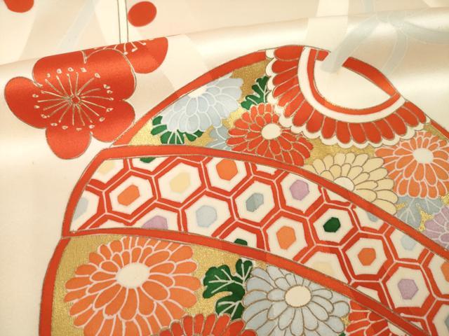 平和屋着物●豪華振袖　駒刺繍　花毬文　金彩　正絹　逸品　未使用　AABL0948ck