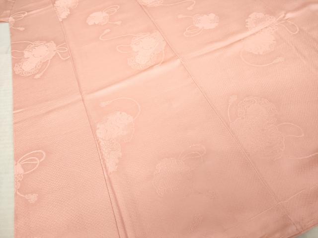 平和屋着物●上質な色無地　雪輪花地紋　珊瑚色　正絹　逸品　AABL0949ck