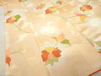 平和屋着物●上質な小紋　地紋起こし　草花文　正絹　逸品　未使用　AABL0950ck