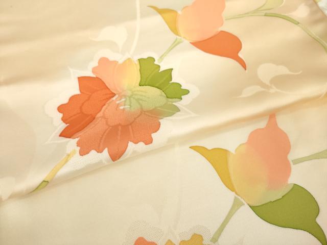 平和屋着物●上質な小紋　地紋起こし　草花文　正絹　逸品　未使用　AABL0950ck