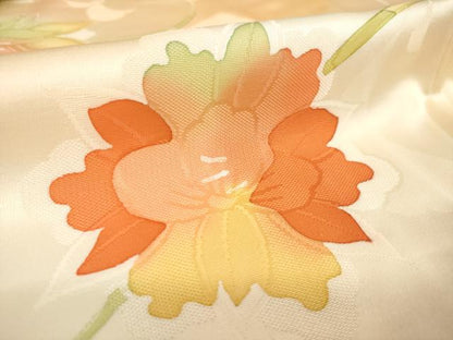 平和屋着物●上質な小紋　地紋起こし　草花文　正絹　逸品　未使用　AABL0950ck