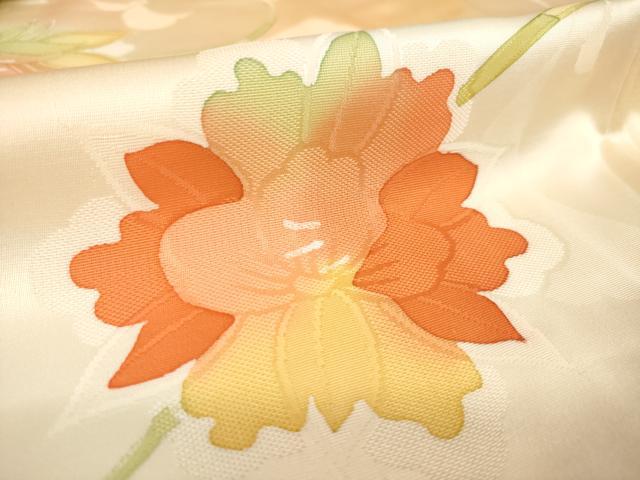 平和屋着物●上質な小紋　地紋起こし　草花文　正絹　逸品　未使用　AABL0950ck