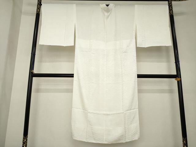 平和屋着物●長襦袢　無双仕立て　紗綾形地紋　白色　正絹　逸品　AABL0952ck