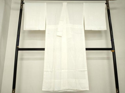 平和屋着物●長襦袢　無双仕立て　紗綾形地紋　白色　正絹　逸品　AABL0952ck