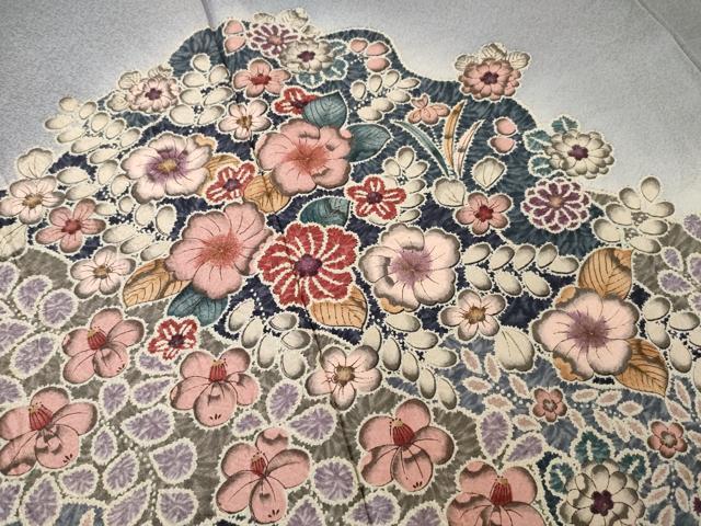 平和屋着物●訪問着　辻が花　流水花文　暈し染め　金彩　ロング丈　正絹　逸品　AABL0955ck
