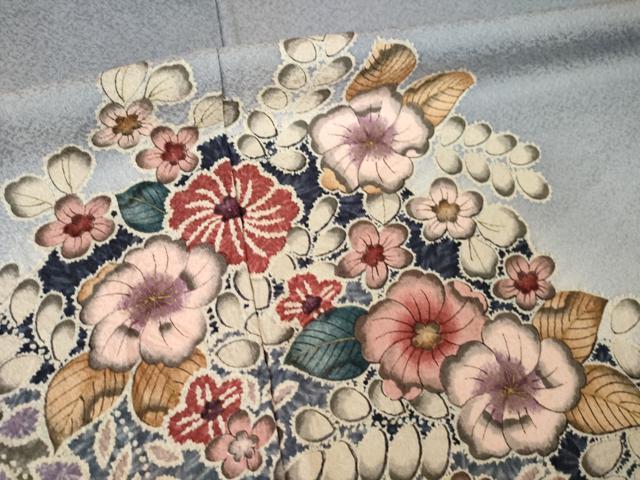 平和屋着物●訪問着　辻が花　流水花文　暈し染め　金彩　ロング丈　正絹　逸品　AABL0955ck
