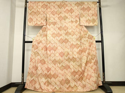 平和屋着物●上質な小紋　総絞り　花菱文　正絹　逸品　AABL0957ck