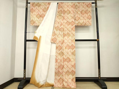 平和屋着物●上質な小紋　総絞り　花菱文　正絹　逸品　AABL0957ck