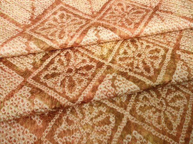 平和屋着物●上質な小紋　総絞り　花菱文　正絹　逸品　AABL0957ck
