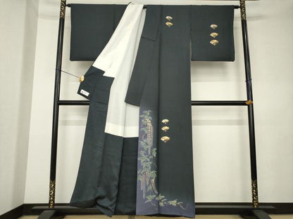 平和屋着物●訪問着　扇面花文　暈し染め　金彩　やまと誂製　正絹　逸品　AABL0960ck
