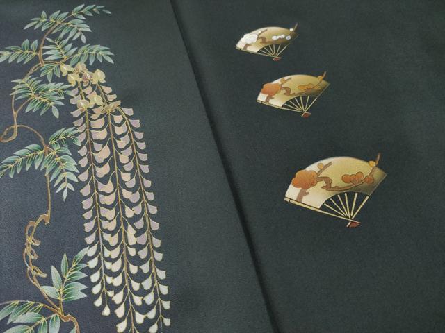 平和屋着物●訪問着　扇面花文　暈し染め　金彩　やまと誂製　正絹　逸品　AABL0960ck